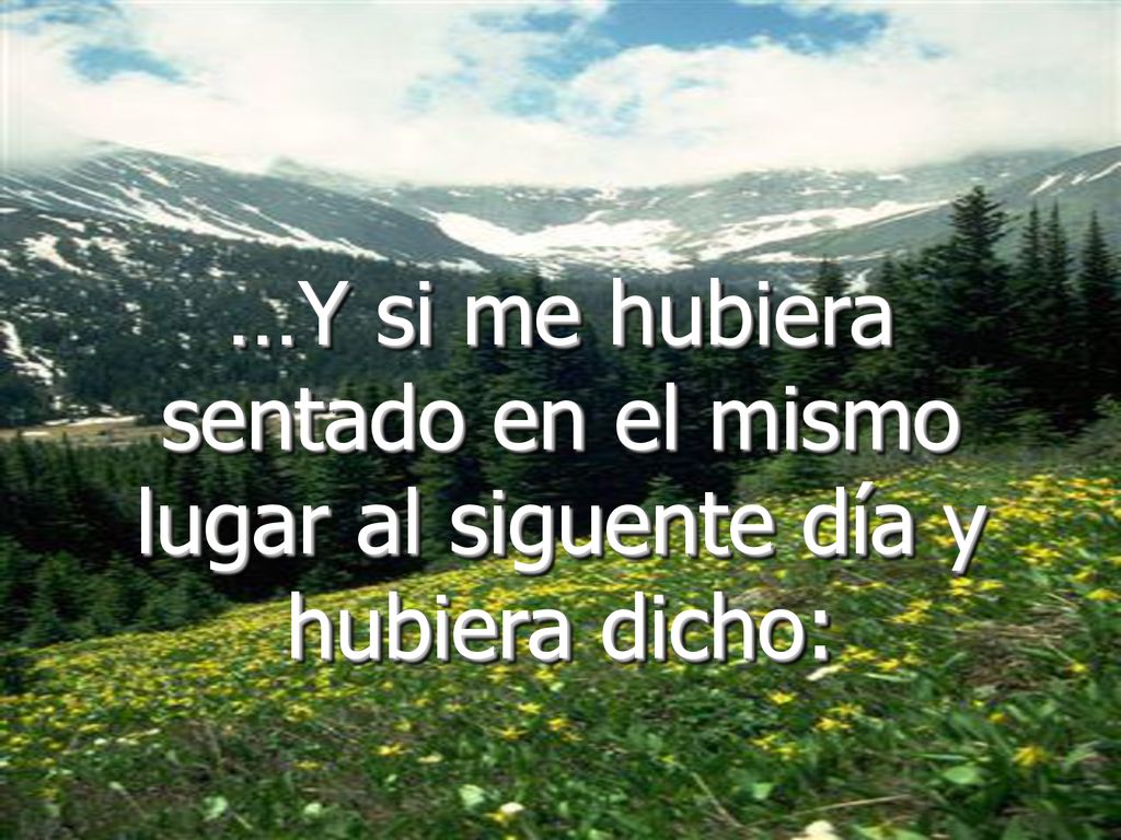 …Y si me hubiera sentado en el mismo lugar al siguente día y hubiera dicho: