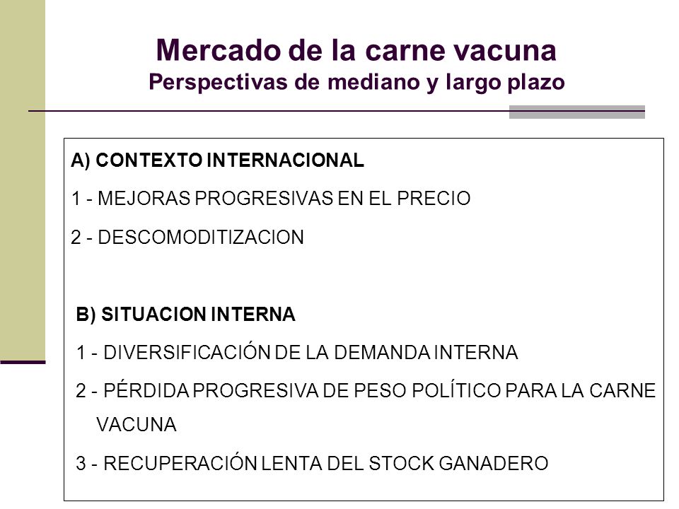 Mercado de la carne vacuna Perspectivas de mediano y largo plazo