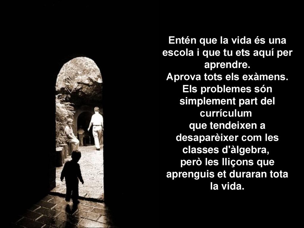 Entén que la vida és una escola i que tu ets aquí per aprendre