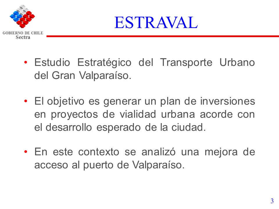 ESTRAVAL Estudio Estratégico del Transporte Urbano del Gran Valparaíso.