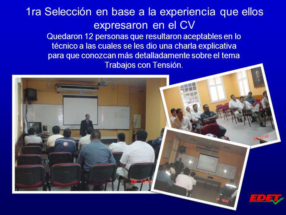 1ra Selección en base a la experiencia que ellos expresaron en el CV