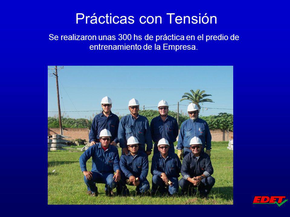 Prácticas con Tensión Se realizaron unas 300 hs de práctica en el predio de entrenamiento de la Empresa.