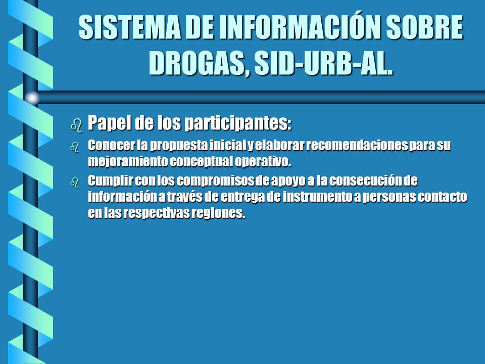 SISTEMA DE INFORMACIÓN SOBRE DROGAS, SID-URB-AL.
