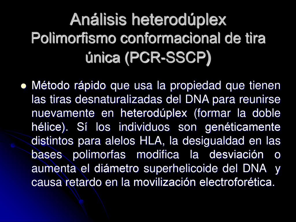 Análisis heterodúplex Polimorfismo conformacional de tira única (PCR-SSCP)