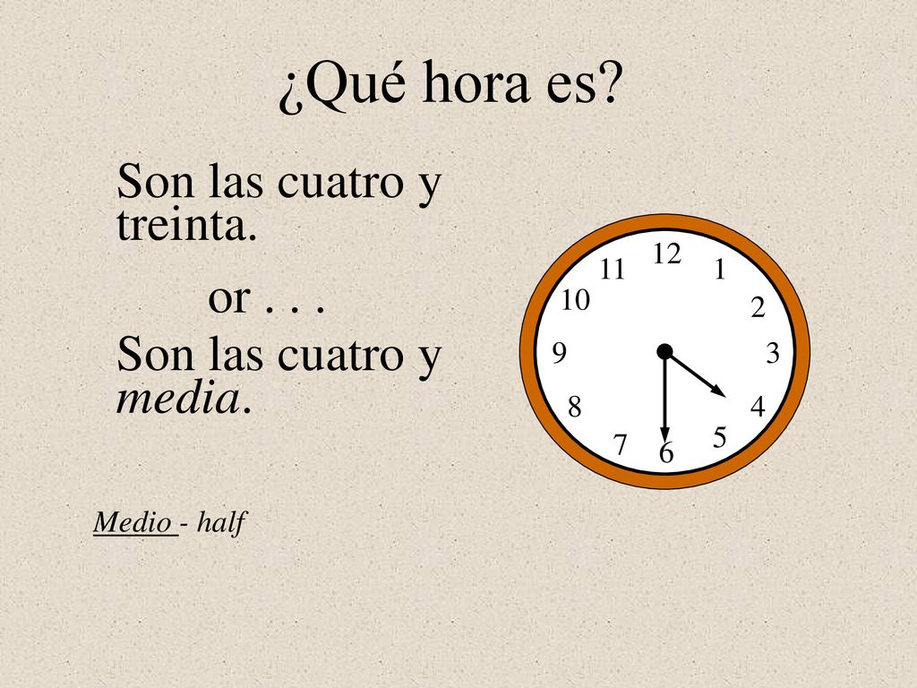¿Qué hora es Son las cuatro y treinta. or . . .
