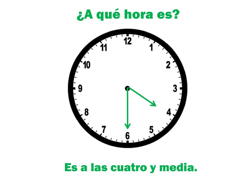 ¿A qué hora es Es a las cuatro y media.