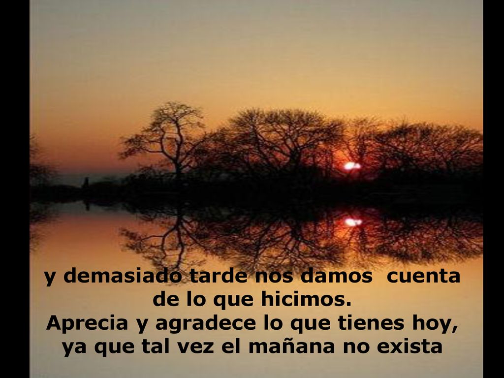 y demasiado tarde nos damos cuenta de lo que hicimos.