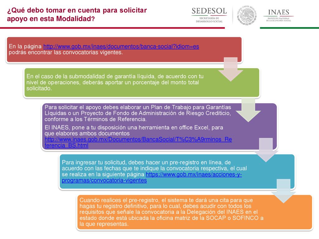 ¿Qué debo tomar en cuenta para solicitar apoyo en esta Modalidad