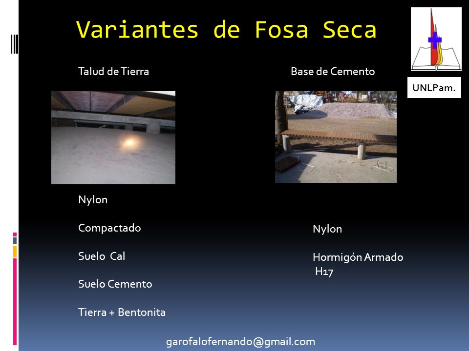 Variantes de Fosa Seca Talud de Tierra Base de Cemento Nylon
