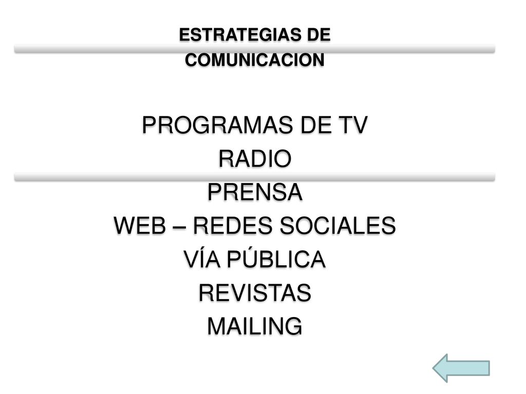 PROGRAMAS DE TV RADIO PRENSA WEB – REDES SOCIALES VÍA PÚBLICA REVISTAS