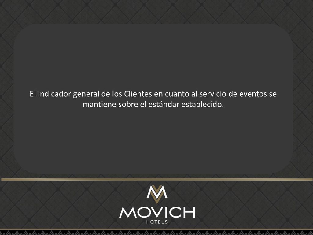 El indicador general de los Clientes en cuanto al servicio de eventos se mantiene sobre el estándar establecido.