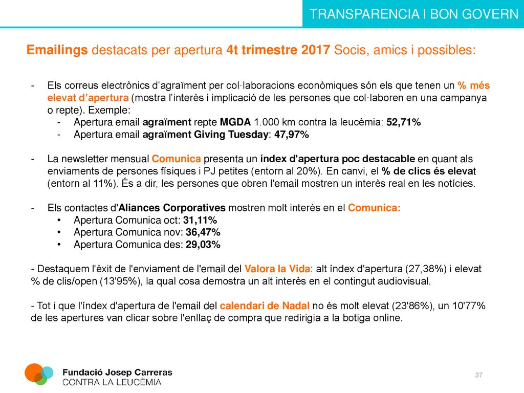 ings destacats per apertura 4t trimestre 2017 Socis, amics i possibles: