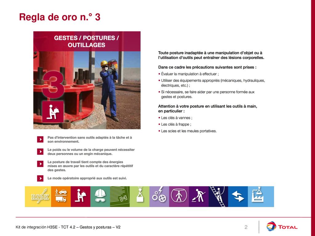Regla de oro n.° 3 Kit de integración H3SE - TCT 4.2 – Gestos y posturas – V2
