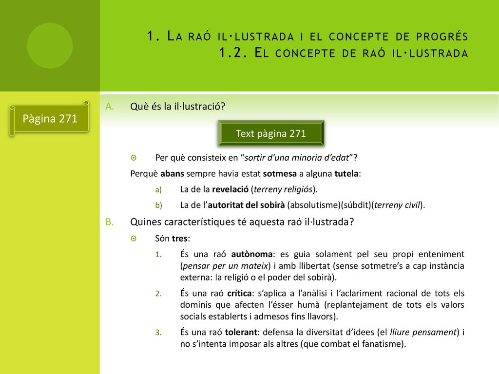 1. La raó il·lustrada i el concepte de progrés 1. 2