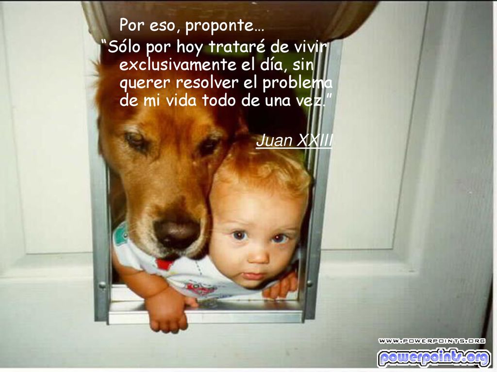 Por eso, proponte… Sólo por hoy trataré de vivir exclusivamente el día, sin querer resolver el problema de mi vida todo de una vez.
