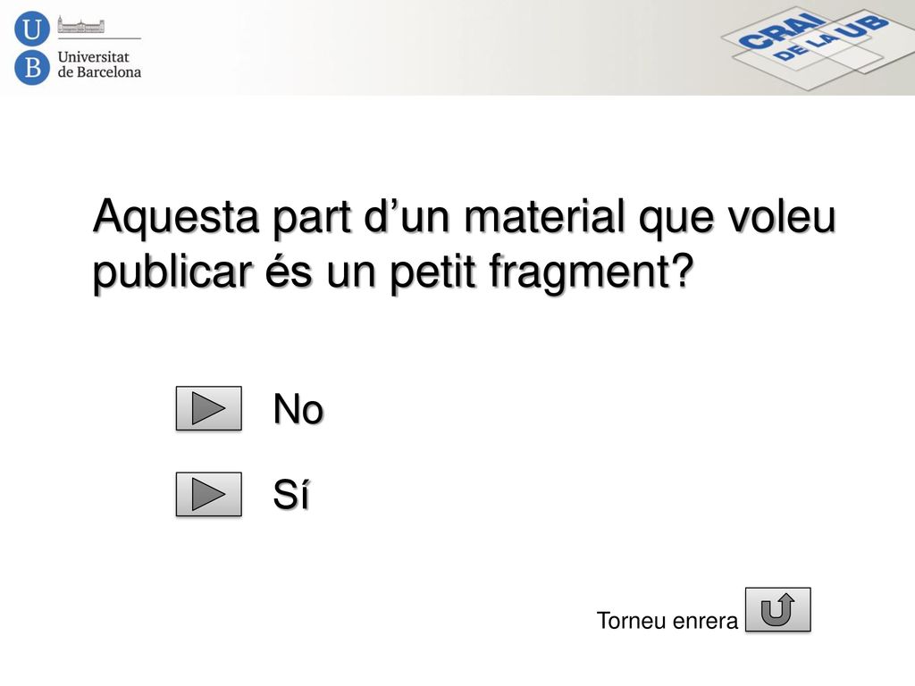 Aquesta part d’un material que voleu publicar és un petit fragment