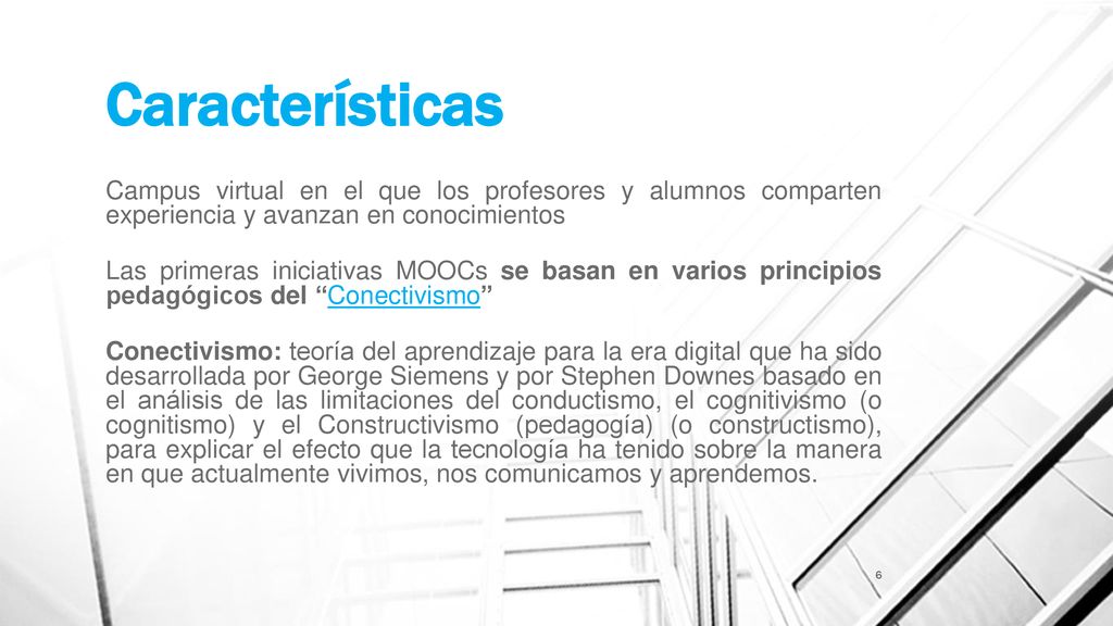 Características Campus virtual en el que los profesores y alumnos comparten experiencia y avanzan en conocimientos.