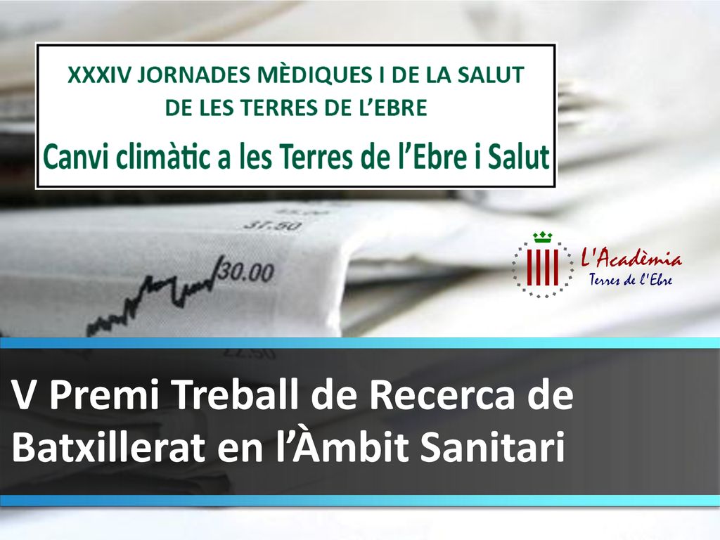 V Premi Treball de Recerca de Batxillerat en l’Àmbit Sanitari