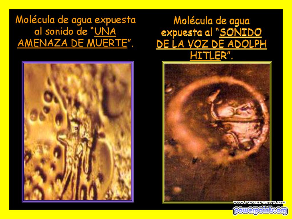Molécula de agua expuesta al sonido de UNA AMENAZA DE MUERTE .