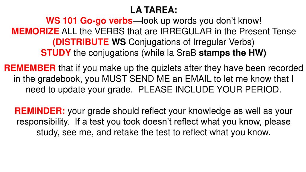 WS 101 Go-go verbs—look up words you don’t know!
