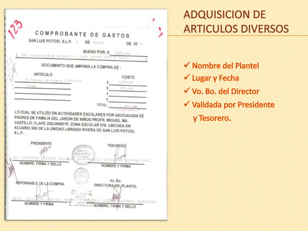 ADQUISICION DE ARTICULOS DIVERSOS Nombre del Plantel Lugar y Fecha