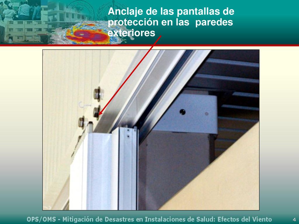 Anclaje de las pantallas de protección en las paredes exteriores
