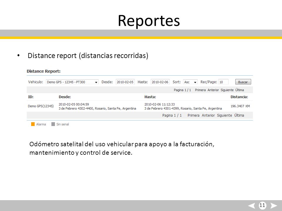 Reportes Distance report (distancias recorridas)