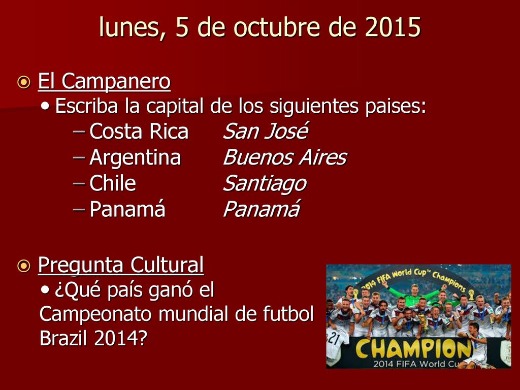 lunes, 5 de octubre de 2015 El Campanero Costa Rica San José