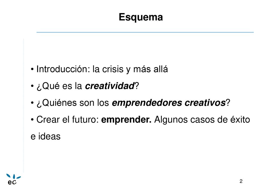 Esquema Introducción: la crisis y más allá ¿Qué es la creatividad