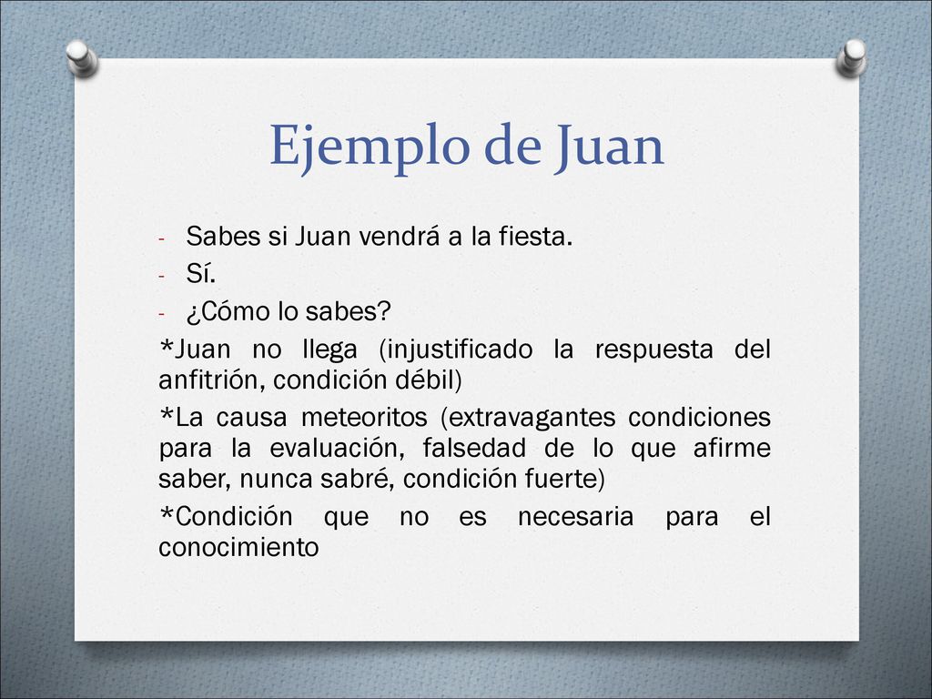 Ejemplo de Juan Sabes si Juan vendrá a la fiesta. Sí. ¿Cómo lo sabes