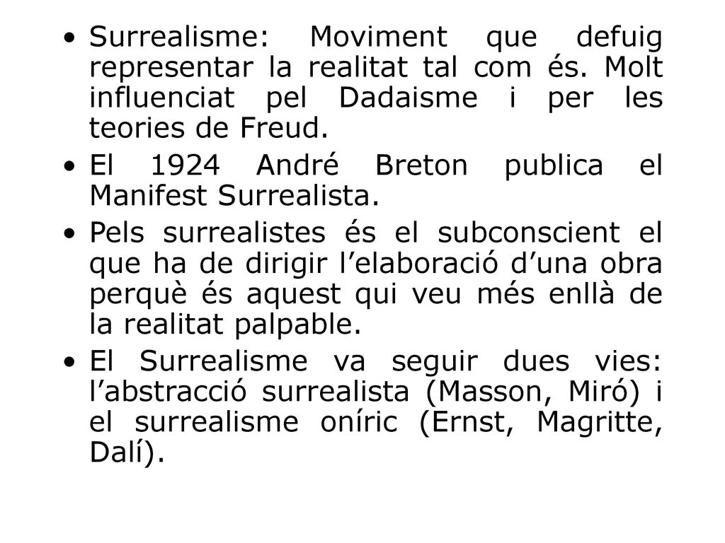 Surrealisme: Moviment que defuig representar la realitat tal com és