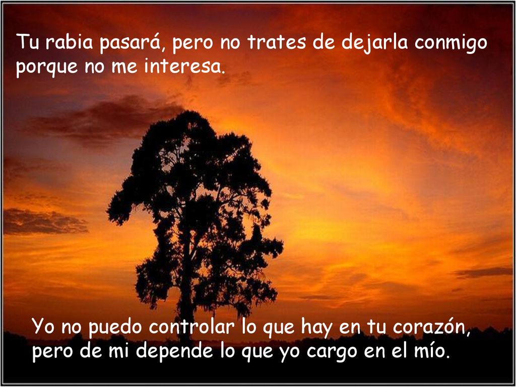 Tu rabia pasará, pero no trates de dejarla conmigo porque no me interesa.