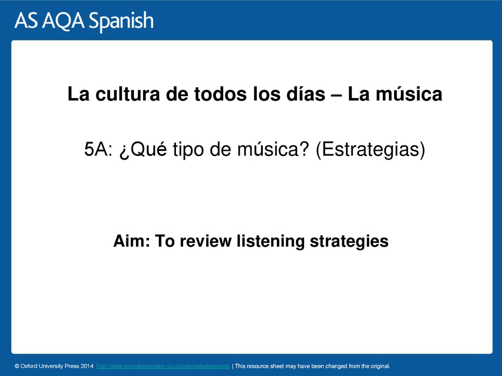 Aim: To review listening strategies
