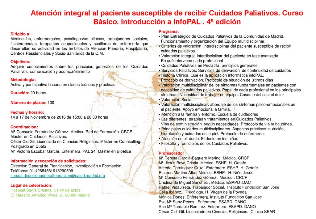 Atención integral al paciente susceptible de recibir Cuidados Paliativos. Curso Básico. Introducción a InfoPAL . 4ª edición