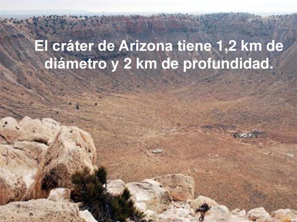 El cráter de Arizona tiene 1,2 km de diámetro y 2 km de profundidad.