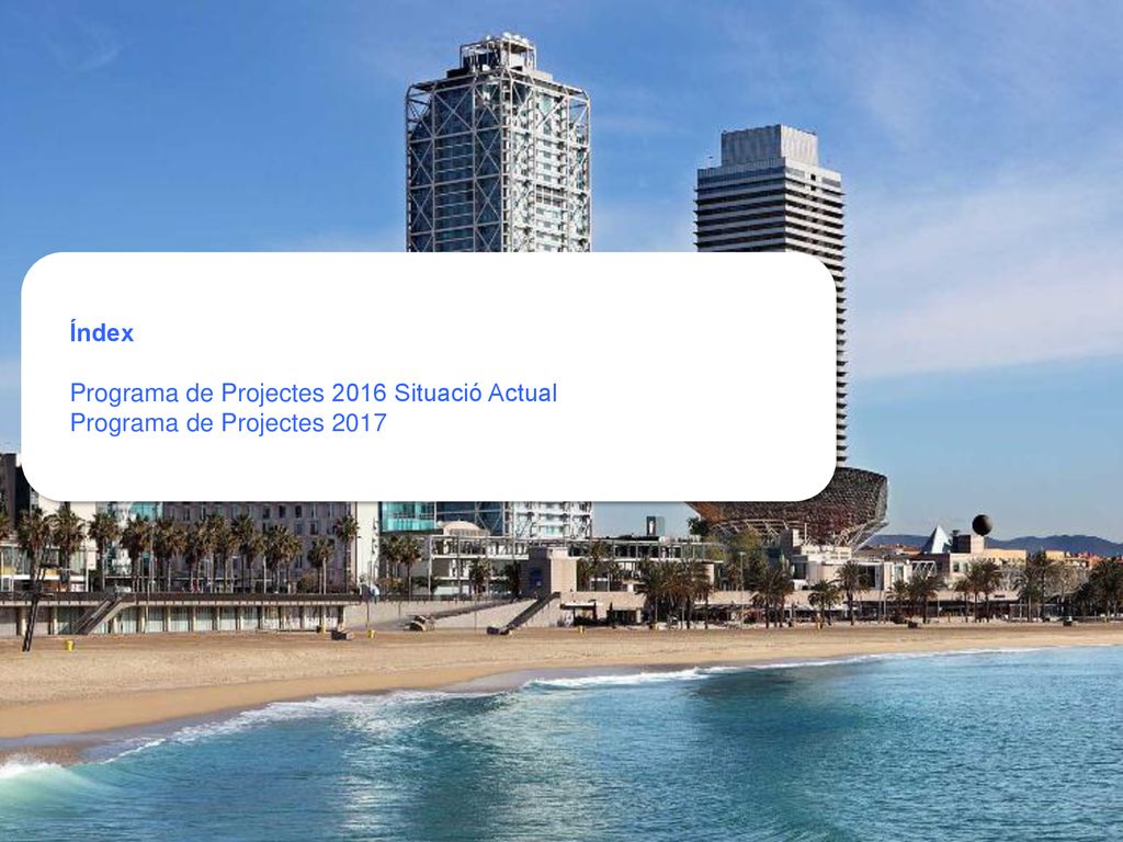 Índex Programa de Projectes 2016 Situació Actual Programa de Projectes 2017