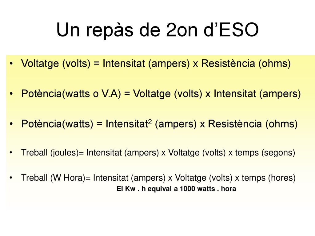 El Kw . h equival a 1000 watts . hora