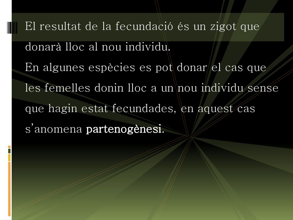 El resultat de la fecundació és un zigot que donarà lloc al nou individu.
