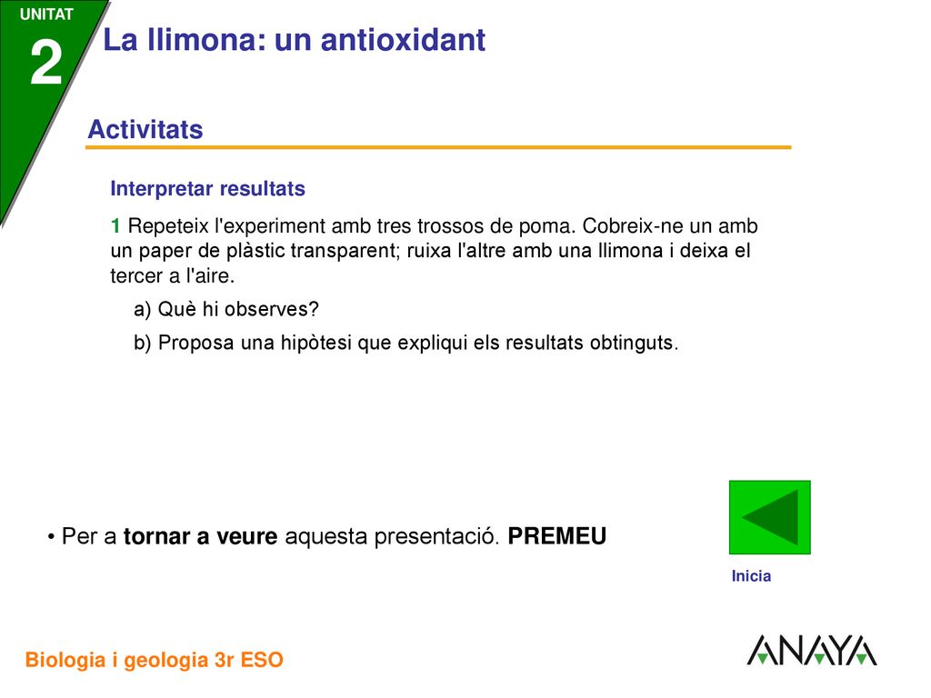 Activitats • Per a tornar a veure aquesta presentació. PREMEU
