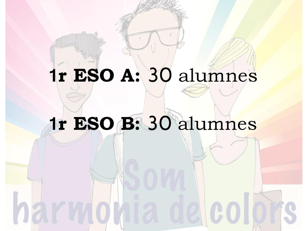 1r ESO A: 30 alumnes 1r ESO B: 30 alumnes