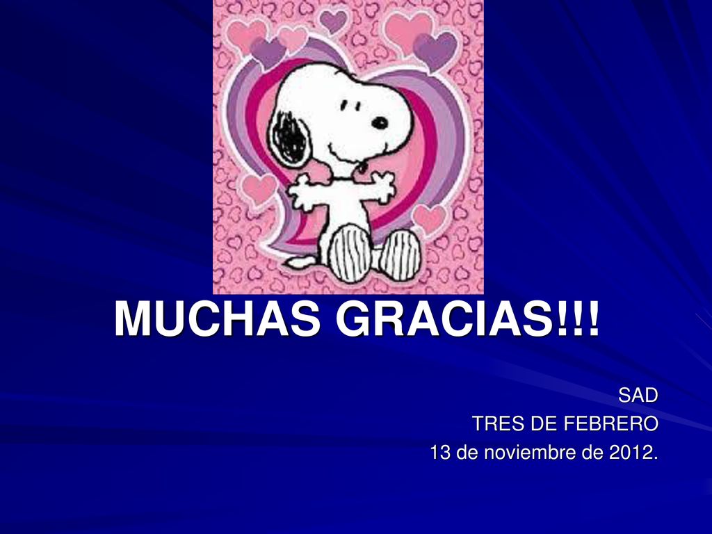 MUCHAS GRACIAS!!! SAD TRES DE FEBRERO 13 de noviembre de 2012.
