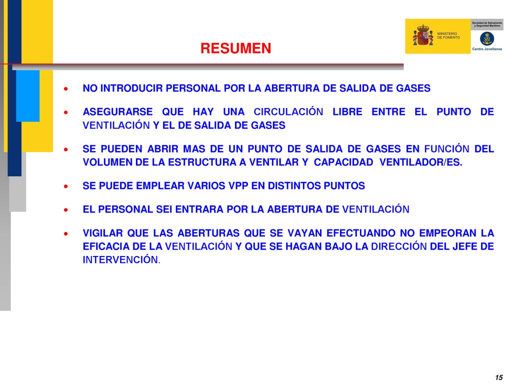 RESUMEN NO INTRODUCIR PERSONAL POR LA ABERTURA DE SALIDA DE GASES