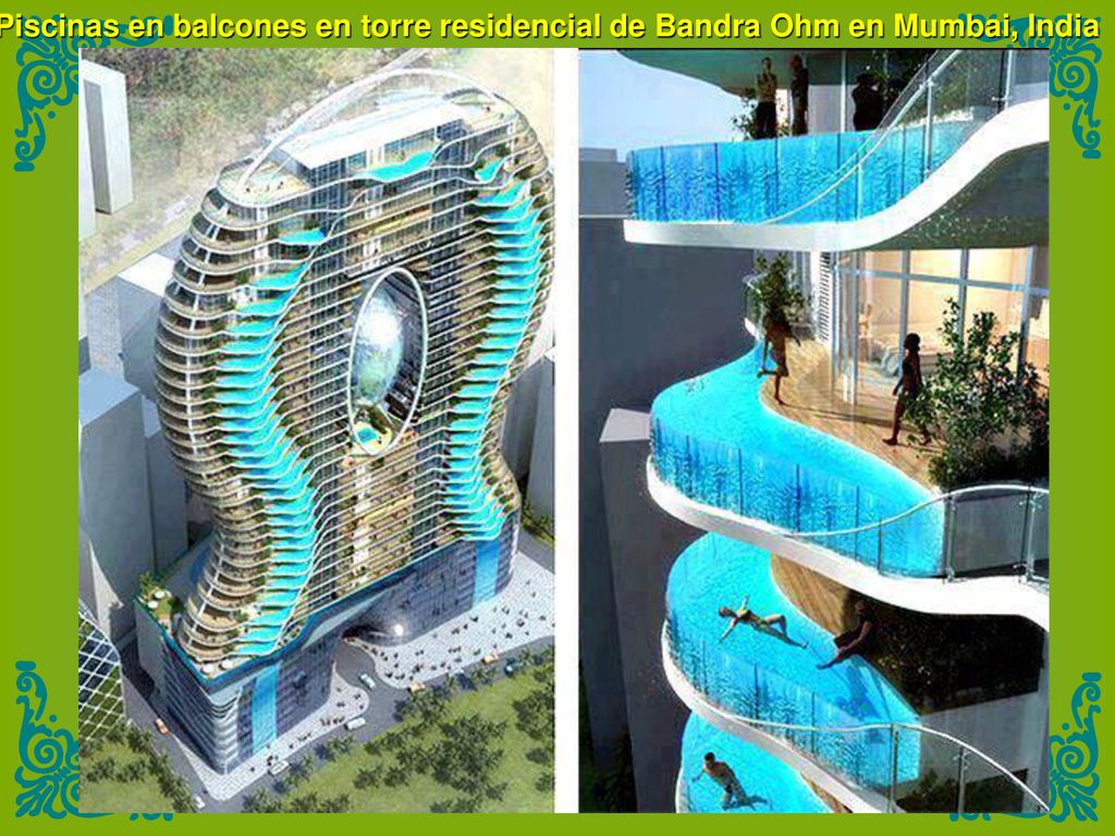 Piscinas en balcones en torre residencial de Bandra Ohm en Mumbai, India