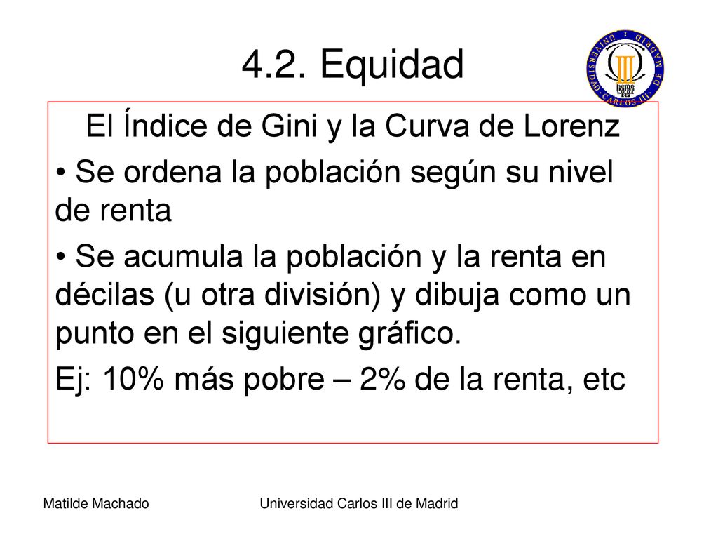 4.2. Equidad El Índice de Gini y la Curva de Lorenz