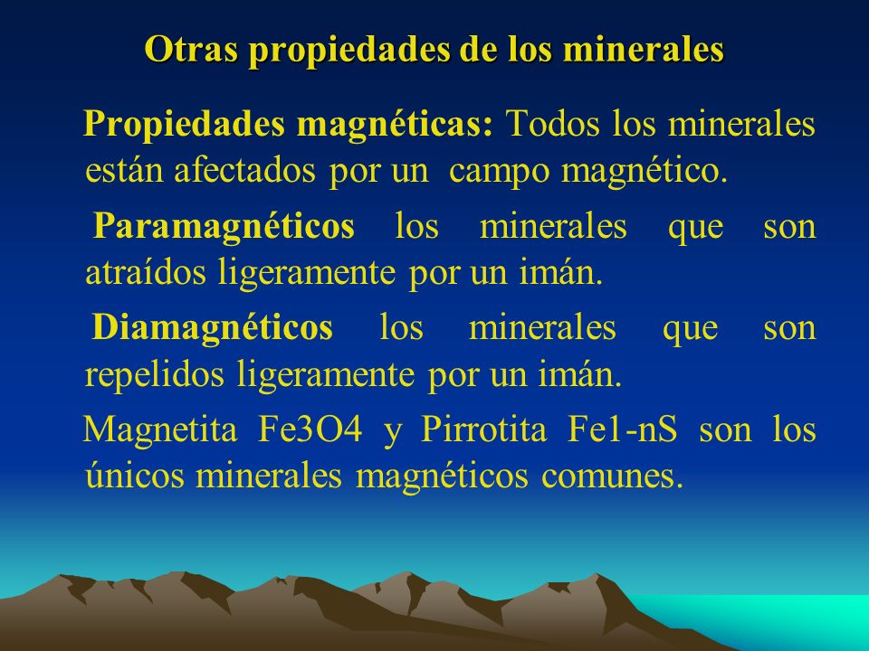 Otras propiedades de los minerales