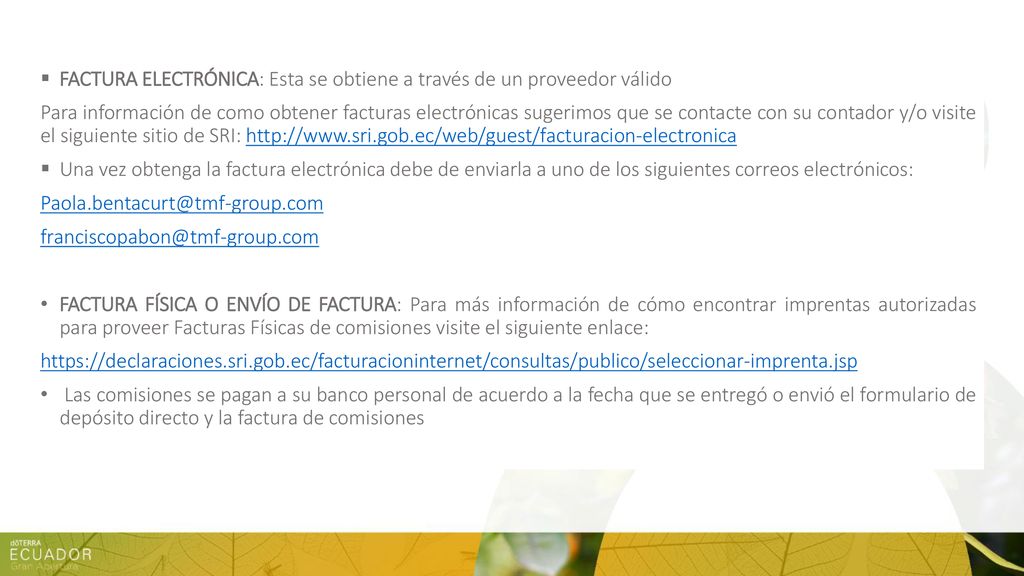 FACTURA ELECTRÓNICA: Esta se obtiene a través de un proveedor válido