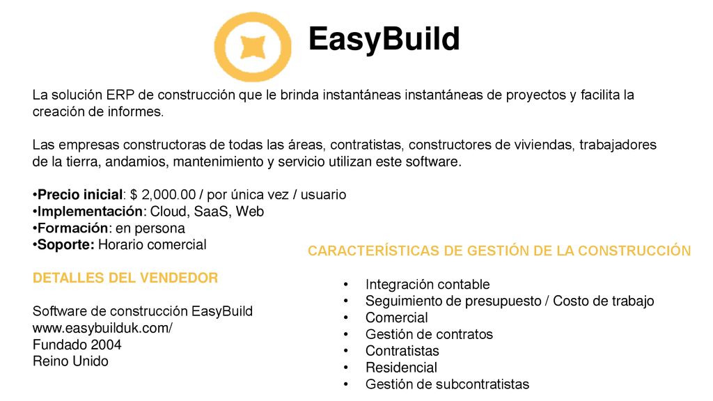 EasyBuild La solución ERP de construcción que le brinda instantáneas instantáneas de proyectos y facilita la.