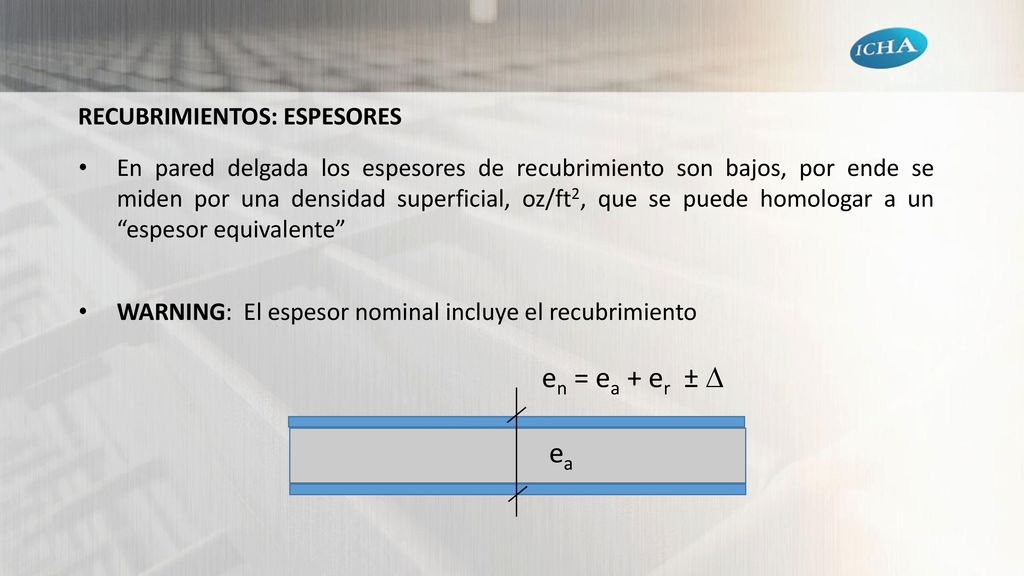 en = ea + er ±  ea RECUBRIMIENTOS: ESPESORES