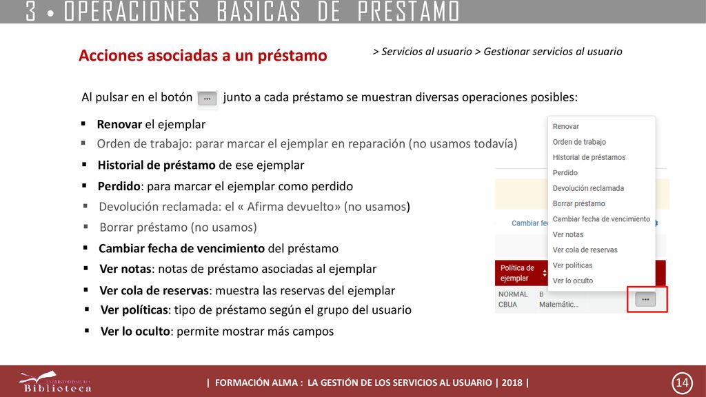 | FORMACIÓN ALMA : LA GESTIÓN DE LOS SERVICIOS AL USUARIO | 2018 |