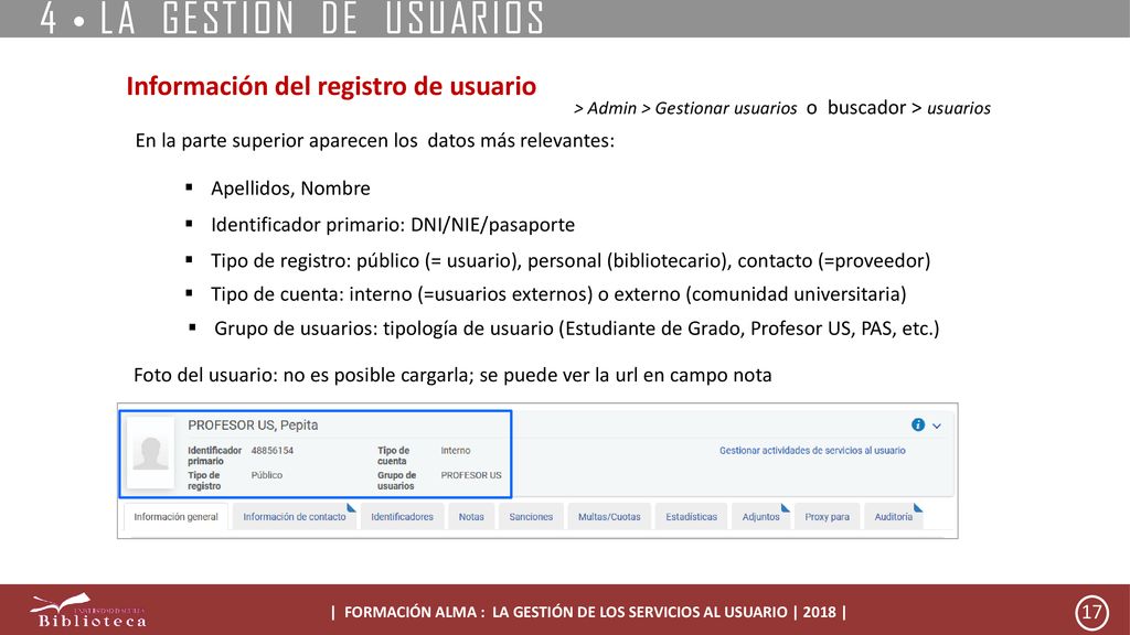 | FORMACIÓN ALMA : LA GESTIÓN DE LOS SERVICIOS AL USUARIO | 2018 |